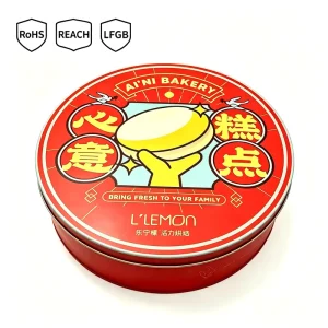 Factory Customized Printed Circular Tin Box Metal Can Food Container for Pastry and Biscuit Storage