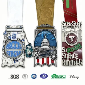 Factory Design Custom Logo Gold Medal With Ribbons Marathon Running Finisher Award Medal Sports Race High Quality 3D Medal