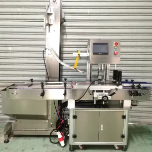 Factory Direct Bucket, Jar, and Bottle Cap Twisting Machine, Automatic 4-Wheel Screw Capping Machine with Cap Feeder Elevator