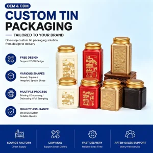 Factory Direct Custom Logo Tinplate Can Shaped Metal Packaging Cans Multiple Sizes for Tea & Milk for Food Use