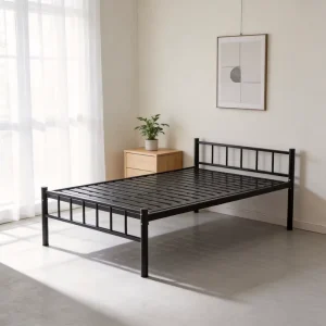 Factory Direct Foldable Metal Bed Black White Extra Large Customizable for Dorms Apartments and Small Bedrooms
