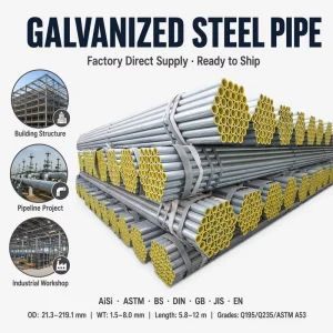 Factory Direct Galvanized Metal Tube Zinc Coated Pipe Hot Dip Tube Seamless Carbon Pipe Industrial Tube Forged Pipe DX51D DX52D