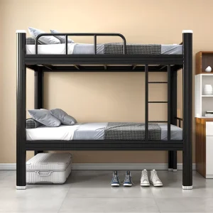 Factory Direct Price Double Metal Bunk Bed for Boarding Schools Easy to Assemble Foldable Metallic Furniture Bedroom Use