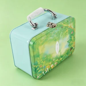 Factory Direct Rectangular Tin Lunch Box with Handle, Food Grade Metal Container for Candy and Cookies
