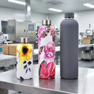 Factory Direct Stainless Steel Vacuum Insulated Water Bottle Custom Logo Matte Floral Small Mouth Sports Thermos