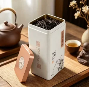 Factory Direct Supplier Eco Friendly Metal Container Rectangular Tea Tin Can with Lid Loose Leaf Tea Gift Tin