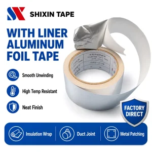 Factory Direct Water-Activated Acrylic Single-Sided Aluminum Foil Tape with Paper Liner for Waterproof Insulation Sealing