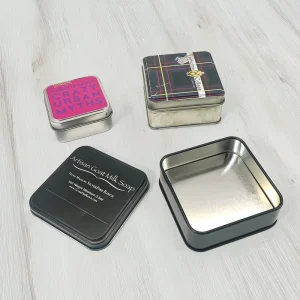 Factory Durable Metal Square Tins Multi Size Tinplate Tea Candy Herb Storage Containers Designs for Home & Travel Use