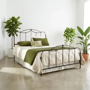 Factory EN1725 Certified Stainless Steel Metal Bed Frame Curved Headboard Footboard Wrought Iron Bed Base For UK Guest House