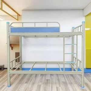 Factory Heavy Duty Metal Bunk Bed Twin Over Twin Sturdy Steel Frame Safety Rail Modern Design for School Dormitory