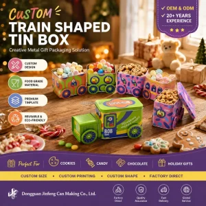 Factory-Made Recyclable Tinplate Children’s Train Model Cookie Tin Offset Printing