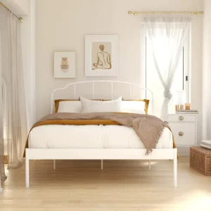 Factory Metal Bed Double Bed Bedroom Furniture White Noiseless Easy to Assemble