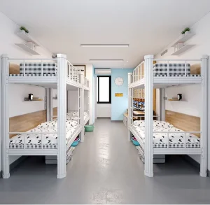 Factory Modern Heavy Duty Double Metal Double Decker Bunk Bed with Frame and Ladder White Bedroom Use
