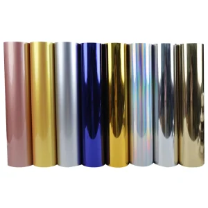 Factory PU Soft Metal Foil Heat Transfer Vinyl Sticker Flex Rolls for T-Shirts Clothing