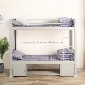 Factory Price Double Bunks Beds With Storage Cabinet Boarding School Metal Bunk Bed for Adult