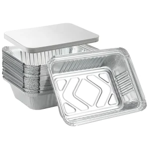 Factory Rectangle Aluminum Foil Food Container Lunch Box with Lid Disposable Takeaway Box for Home Kitchen and Outdoor