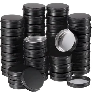 Factory Round Black Aluminum Can Container Jar Tin Can Pot Cosmetics Jars 5ml to 250ml Aluminum Metal Aluminum Packaging