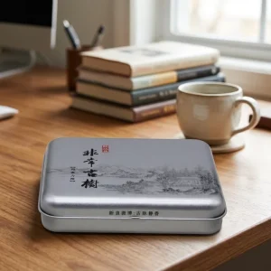 Factory Silver Gray Rectangle Tea Packaging Box Tea Metal Can Chocolate Candy Cookie Nuts Tea Jewelry Gift Souvenir