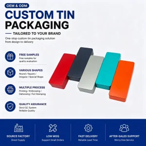 Factory Spot 158*60*34mm Small Rectangular Tinplate Metal Box for Candy Biscuit Chocolate Cookie Sugar Packaging