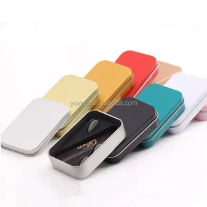 Factory Tinplate Square Craft Gift Package 95mm X 60mm X 22mm Silver Black Rectangle Cans Metal Tin Box with Eva Foam