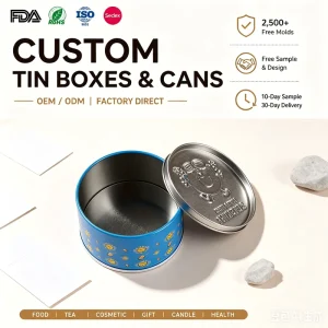 Factory Wholesales Round Sweets Dates Food Storage Tin Box Biscuit Chocolate Gift Metal Canister