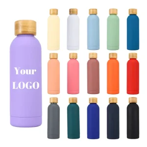 Fashion Outdoor Sports Gym 500 750ML 1L Custom LOGO BPA Free Vacuum Insulated Flask Stainless Steel Water Bottle with Bamboo Lid