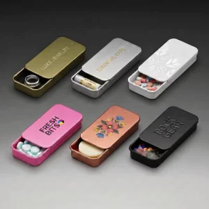 Fireproof Metal Guitar Pick Tinplate Box with Custom Printed Logo, Rectangle Drawer Sliding Tin Box