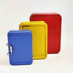 Flip Cover Tinplate Storage Box Small Metal Iron Case with Lock for Fishing Gear Model or Multifunctional Storage