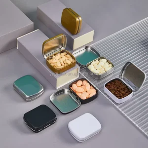 Flip Switch Square Empty Metal Tinplate Box with Hinged Lid