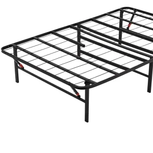 Foldable Alloy Steel Platform Bed Frame Sturdy No Box Spring Needed 14 inch High Tool Free Setup Single Twin Size