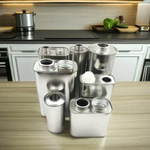 Food Grade 1liter Square Olive Oil Tin Can 500ml with Metal Screw Cap Threaded Top