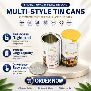 Food Grade 99mm 401# Matte Tinplate Can for Milk Powder with Easy Peel-Off Lid