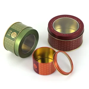 Food Grade Cookie Tea Packaging Tin Round Metal Tin Can Clear Lid Tin Box with Window