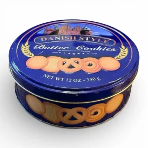Food Grade Empty Biscuit Tin Round Shape Metal Custom Butter Cookies Tin Box
