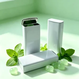 Food Grade Flip Top Mint Candy Storage Tin Blank White Tinplate Can Custom Printed