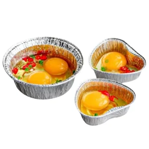Food Grade Heat Resistant Round and Heart-Shaped Aluminum Foil Baking Cups for Eggs, Cupcakes, and Air Fryers