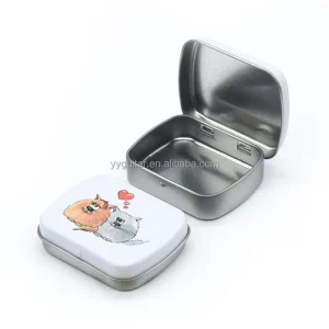 Food Grade Hinged Lid Metal Tin Box with Buckle Lock Custom Printing Rectangular Tinplate Case for Candy Tea Storage