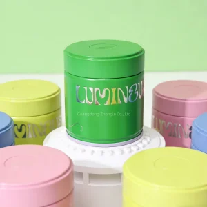 Food Grade Matcha Powder Tin Can 60*68mm with Screw Lid Safety Metal Storage Container Custom Logo with Easy Tear Lid