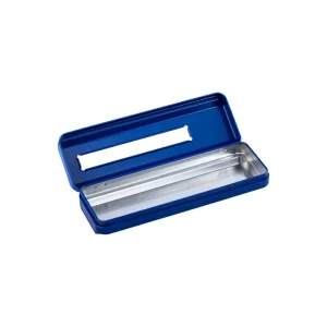 Food Grade Rectangular Metal Pencil Tin Case with Hinged Lid