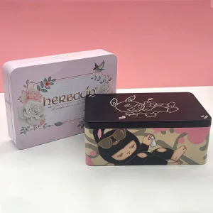 Food Grade Rectangular Silver Tinplate Tea Gift Box with Lid
