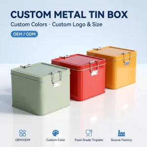 Food-Grade Rectangular Tea, Candy, and Cookie Storage Tin Box with Lid