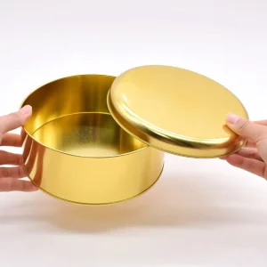 Food Grade Recyclable Round Tinplate Box for Cake Cookie Chocolate and Sugar
