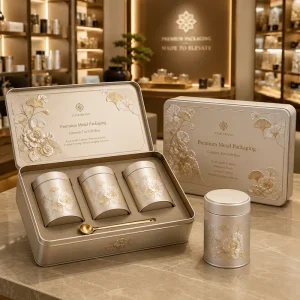 Food Grade Recyclable Tinplate Metal Gift Box Set with Custom Printing Durable Tin Container for Tea Packaging