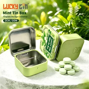 Food-Grade Small Chewing Gum Tinplate Can with Hinge Lid for Mint, Chocolate, and Candy