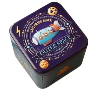 Food Grade Square Embossed Candy Metal Tin Can with Seal Lid