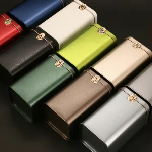 Food Grade Square Tea Tin Box Black Metal with Lock Stackable and for Tea Chocolate Sugar Gift Packaging