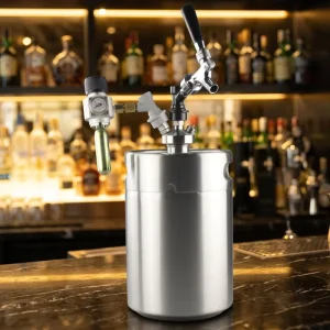 Food-Grade Stainless Steel 5L Mini Cocktail Keg with Tap Kit Portable Beverage Dispenser for Coffee Tea and Home Bar