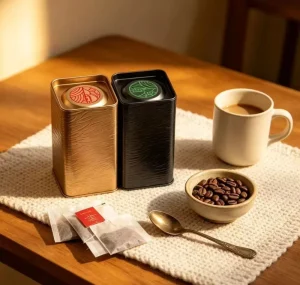 Food-Grade Tall Embossed Tinplate Storage Can for Coffee Beans Snacks and Grains Custom Tea Can