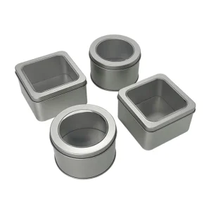 Food Grade Tinplate Cake Tin Box Display Window Lid Customizable Logo UV Coating Shape for Tiramisu Cookies Packs