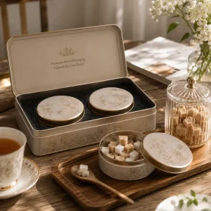 Food Grade Tinplate Custom Metal Gift Box Set with Embossed Tin Container Durable Packaging for Tea Coffee Food Gift